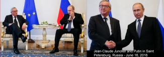 Russian President Vladimir Putin, right, gestures as he listens to European Commission President Jean-Claude Juncker during their talks at the St. Petersburg International Economic Forum in St.Petersburg, Russia, Thursday, June 16, 2016. Juncker is the highest ranking EU official to visit Russia after the 2014 Russian annexation of Crimea which trigged U.S. and EU sanctions against Russia. (AP Photo/Dmitry Lovetsky)